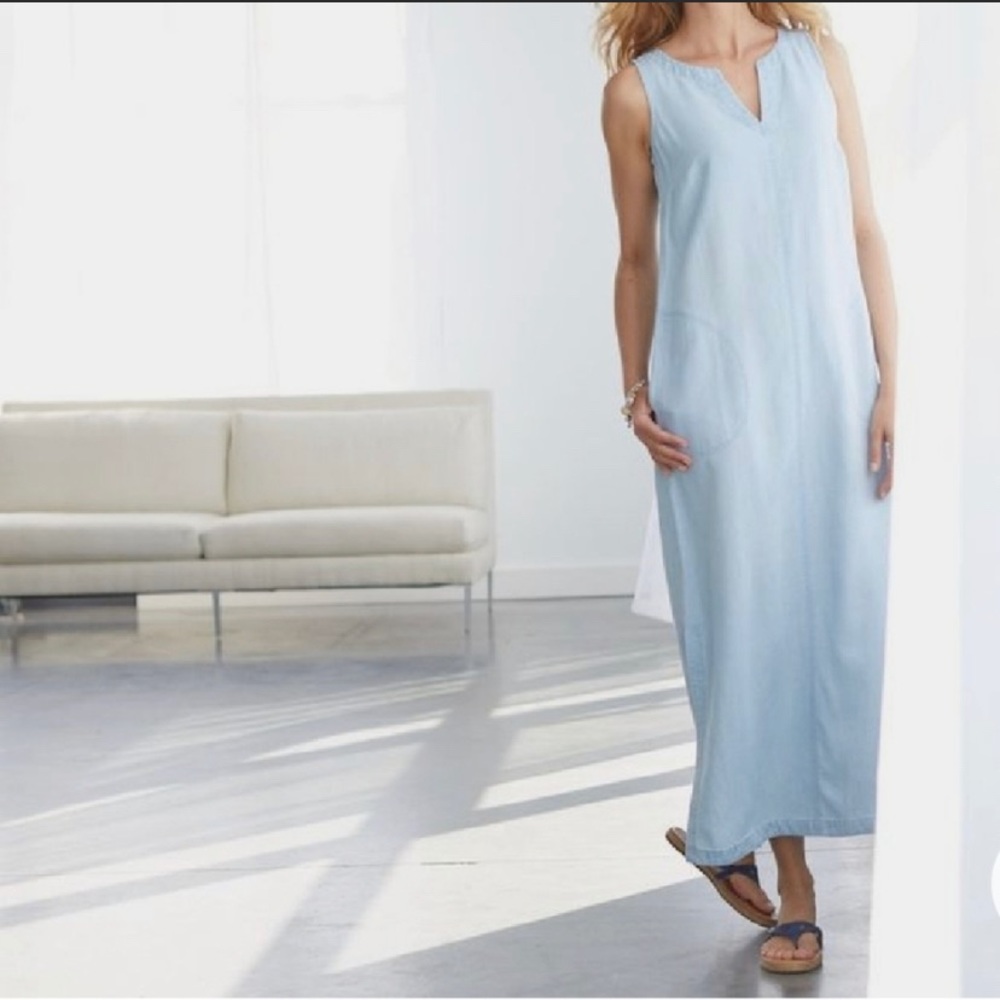 J Jill Chambray Casual Maxi Dress Small